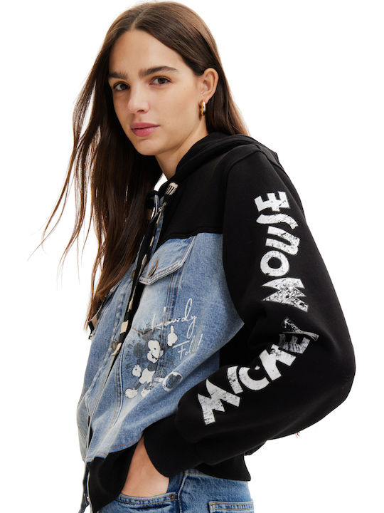 Mickey Mouse Women's Sweatshirt Jacket Hooded Black