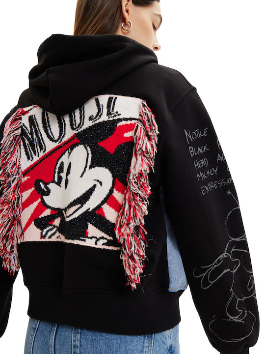 Mickey Mouse Women's Sweatshirt Jacket Hooded Black