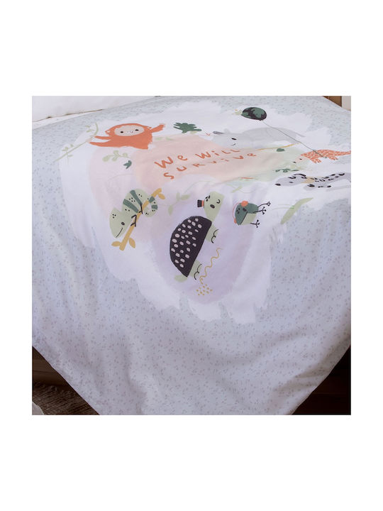 Nef-Nef Homeware Σετ Βρεφικά Σεντόνια Κούνιας Βαμβακερά Survivors Γκρι 120x170εκ. 3τμχ