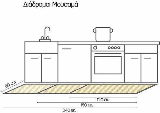 Ango Vintage Wood Χαλάκι Κουζίνας Διάδρομος Αδιάβροχο με Αντιολισθητικό Υπόστρωμα Καφέ 50x180εκ.