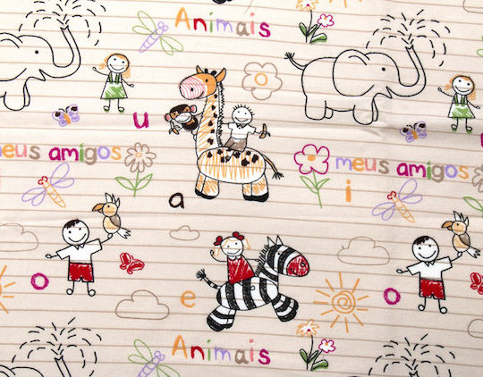 Dimcol Africa Baby Sheet Crib Flannel Fitted Beige 70x140cm