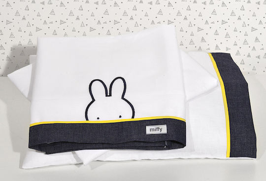 Miffy Σετ Βρεφικά Σεντόνια Λίκνου Βαμβακερά Μπλε 80x110εκ. 3τμχ