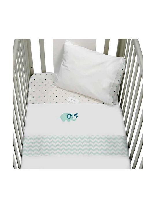 Bebe Stars Elephant Seturi de cearșafuri pentru bebeluși Pentru Patut Bumbac cu Cauciuc Albastre 110x160buc 3buc