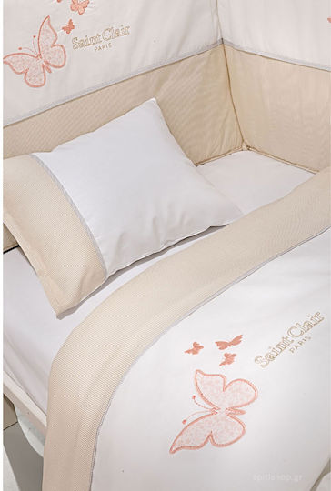 Saint Clair Contessa Baby Sheets Set Crib Cotton Beige 110x170cm 3pcs