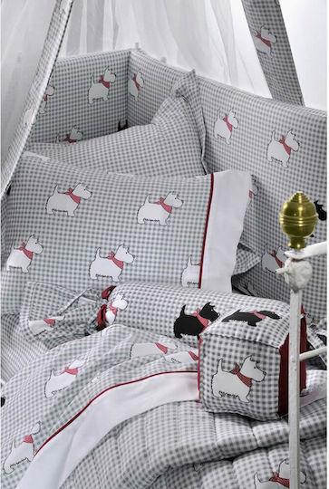 Down Town Home Sateen Dog Baby Sheets Set Cradle Cotton Satin Gray 75x125cm 3pcs