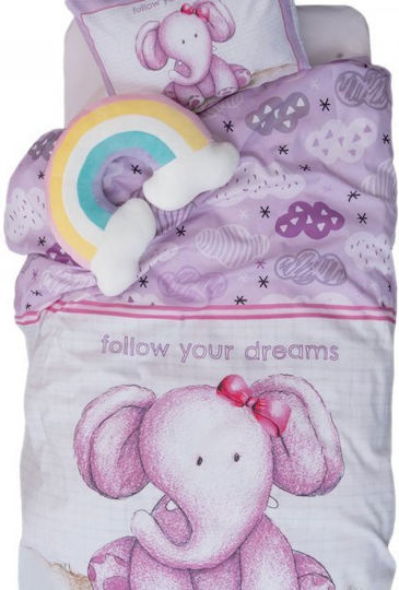 Palamaiki Follow Your Dreams Baby Sheets Set Crib Cotton Purple 120x160cm 3pcs