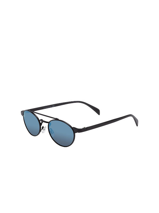 Women's Sunglasses with Black Metal Frame and Blue Mirrored Lenses 07-014339-4