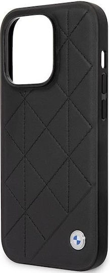BMW Leather Quilted Back Cover Δερματίνης / Πλαστικό Μαύρο (iPhone 14 Pro)