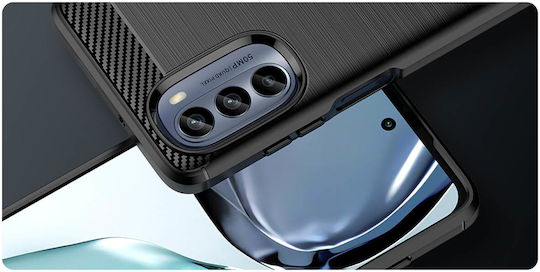 Hurtel Carbon Задна корица Силикон Черен (Moto G62 5G)