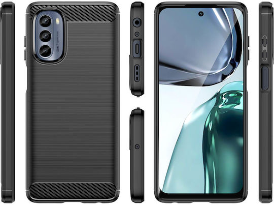 Hurtel Carbon Задна корица Силикон Черен (Moto G62 5G)