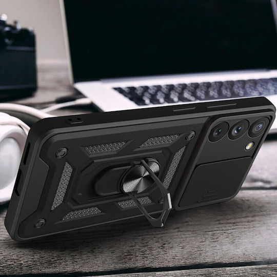 Camshield Armor Kickstand Задна корица Пластмаса Черен (Galaxy A14)