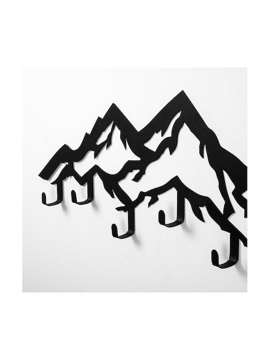 Agățătoare de Perete Mountain Metalică 6 Sloturi Negru 80x25x4cm 1buc