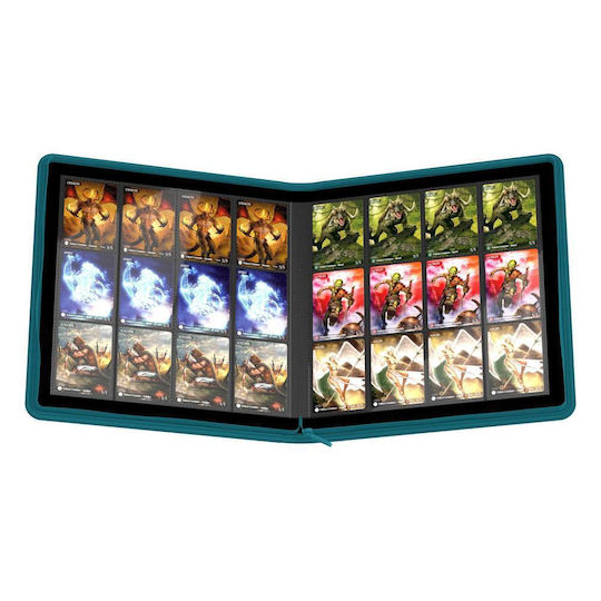 Ultimate Guard 12-Pocket Quadrow Zipfolio Xenoskin Binder 12-Pocket Standard Size Petrol Blue