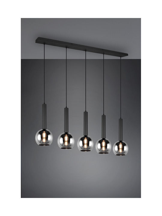 Trio Lighting Clayton Suspendat Candelabru Calea ferată pentru 5 Becuri E27 Negru