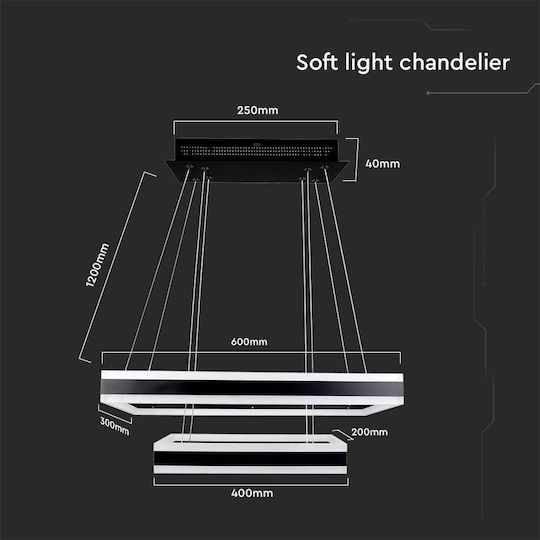 V-TAC V-TAC Ceiling Light White LED with Warm White Light 60x120x120cm