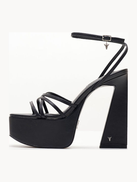 Babygirl Leder Sandalen Schwarz