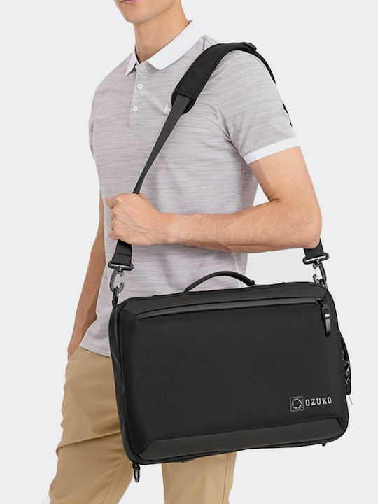 Ozuko Αδιάβροχη Τσάντα Πλάτης για Laptop 15.6" με Θύρα USB σε Μαύρο χρώμα 9490