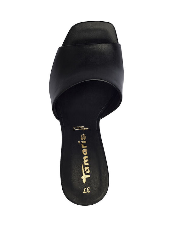 Mules with Chunky High Heel in Black Color