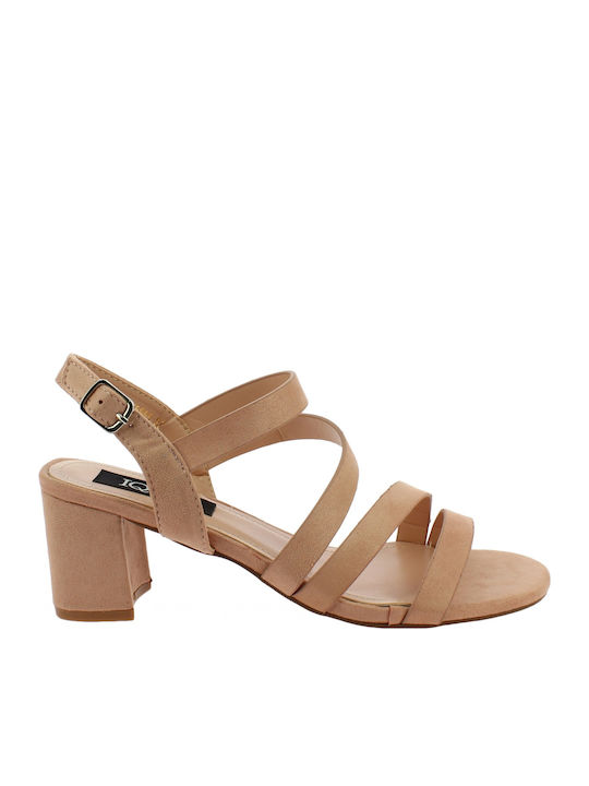 IQ Shoes Women's Sandals 18.105.Y5665 Beige with Chunky Medium Heel