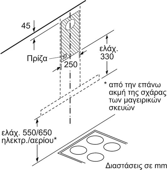 Bosch Каминен аспиратор 90см Черен
