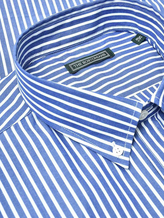 The Bostonians Gallipoli 278-276 Men's Shirt Long Sleeve Cotton Striped Blue