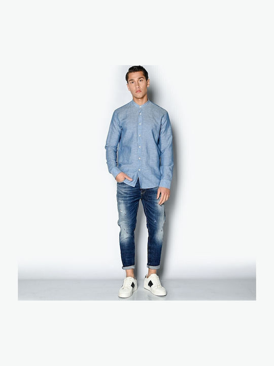 Long-sleeved Linen Shirt Light Blue