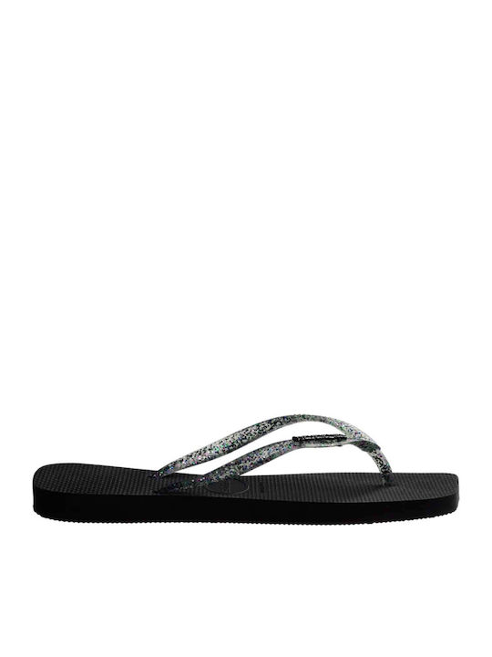 Square Logo Metallic Flip Flops In Black Colour