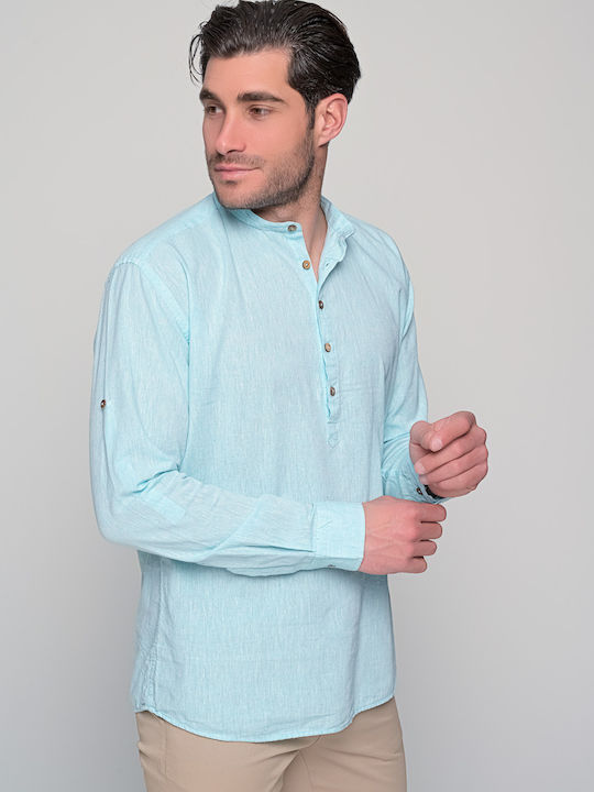 Ben Tailor Komo 0575 Men's Shirt Long Sleeve Linen Turquoise BENT.0575