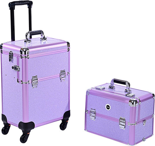 Foxy HC0008W13 Metallic Cosmetic Case Wheeled Purple H80xW36xD25cm