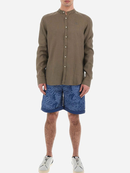 Long-sleeved Linen Shirt Khaki