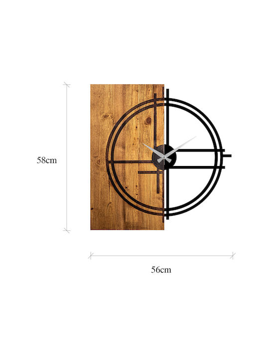 Wallity 3D Ceas de Perete Lemn Maro 58x56cm
