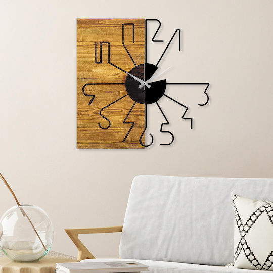 Wallity 3D Ρολόι Τοίχου Ξύλινο Καφέ Ø58cm