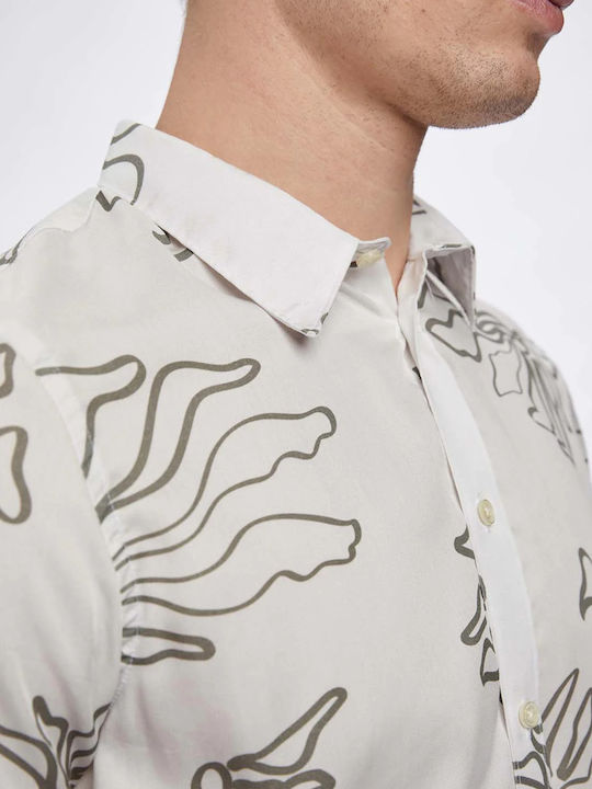 Seoul Short Sleeve Shirt in Regular Fit Floral Beige