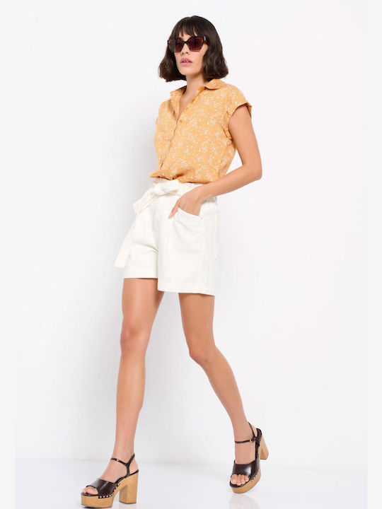 Γυναικείο Τζιν Ψηλόμεσο Σορτς Off White