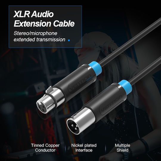 Vention Cable XLR male - XLR female Μαύρο 1m (BBFBF)