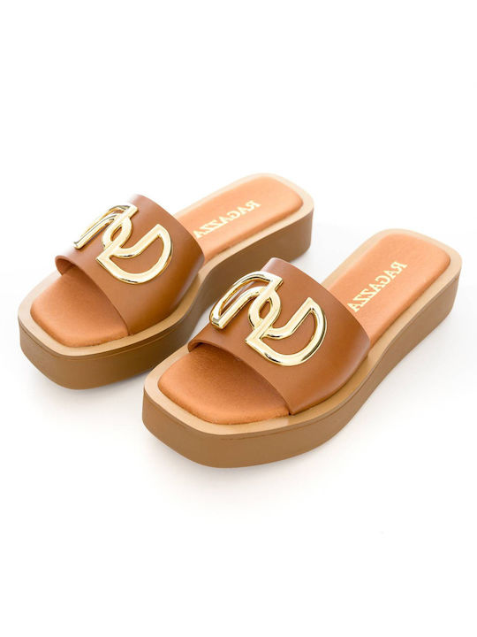 Flat Δερμάτινα Mules σε Ταμπά Χρώμα