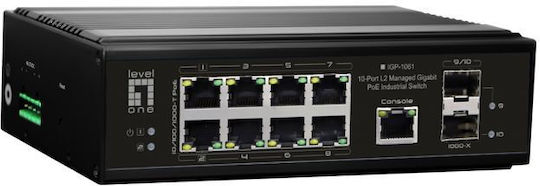 Level One IGP-1061 Управление на L2 PoE++ Switch с 8 Портове Ethernet и 2 SFP Портове