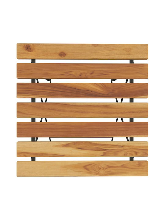 Auxiliary Garden Table for Small Outdoor Spaces Teak with Metal Frame 55x54x71cm