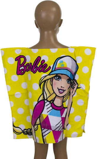 Mattel Love Every Day Παιδικό Πόντσο Θαλάσσης Barbie Κίτρινο 100 x 50εκ.