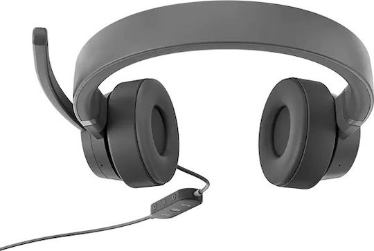 Lenovo Go Wired Over Ear Căști Multimedia cu microfon și conexiune USB-C în culoarea Gri