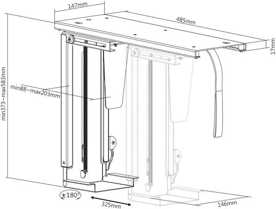 Maclean Energy MC-885 B Desk Mounted Computer Tower Stand