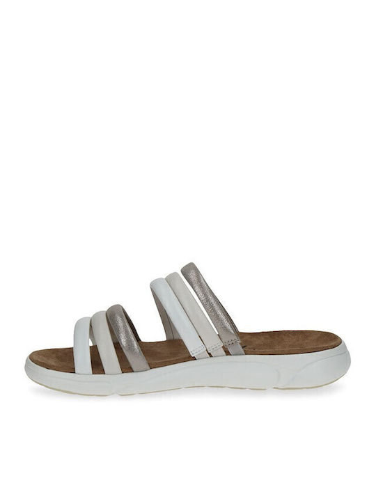 Leder Flache Sandalen für Damen in Beige Farbe