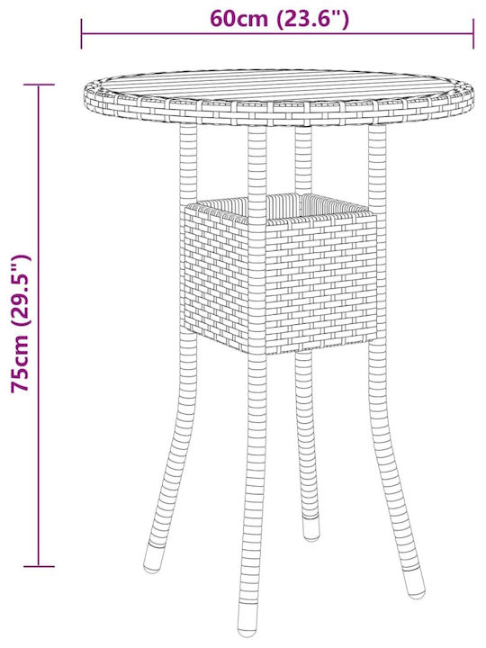 Small Outdoor Space Table 60x60x75cm