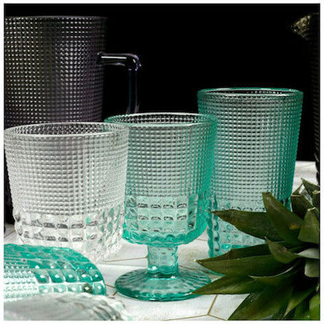 HFA Pearls Set Glass Whiskey in Green Color 275ml 6 Pieces