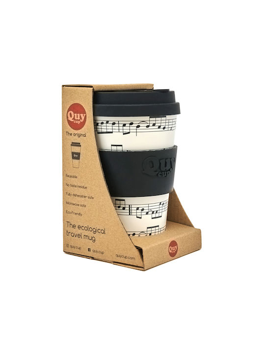 QuyCup Opera Bamboo Mug with Lid White 400ml