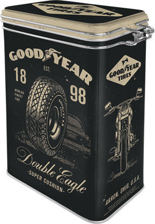 Nostalgic Art Goodyear Motorcycle Box Allgemeine Verwendung mit Deckel Metallisch Schwarz 1300ml