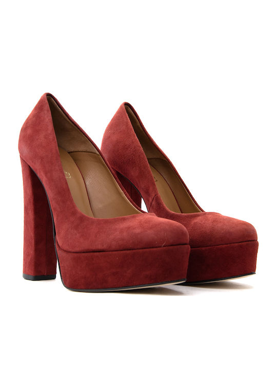 Fardoulis Suede Γόβες με Χοντρό Ψηλό Τακούνι Κόκκινες Fardoulis Suede Γόβες με Χοντρό Ψηλό Τακούνι Κόκκινες