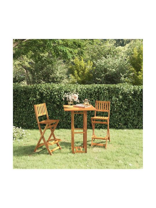 Wooden Garden Stool for Bar Outdoor 2 Pieces 45x58x118cm