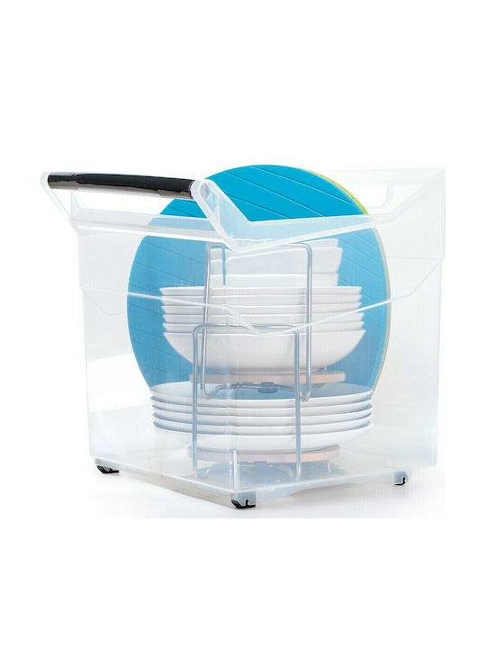 Prosperplast Kunststoff Aufbewahrungsbox mit Rollen Transparent 48x17.7x25.6cm 1Stück