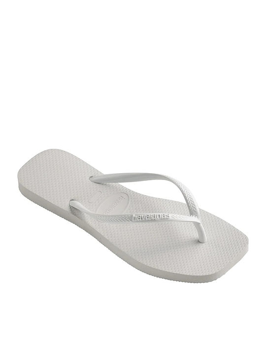 Slim Square Flip Flops in White Colour